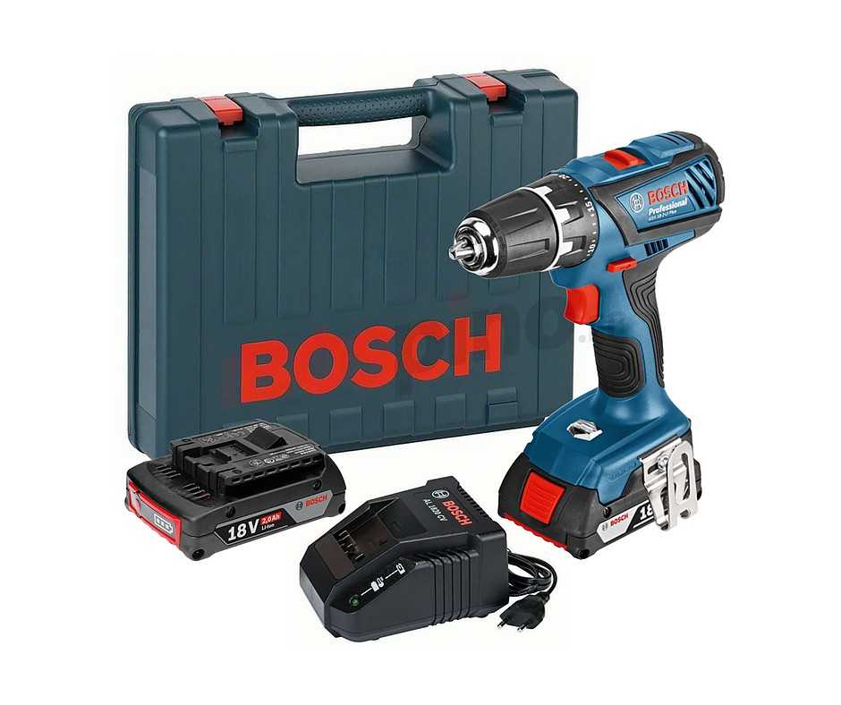 Bosch gsb 18-2-li plus 2.0ah x2 case 63 н·м